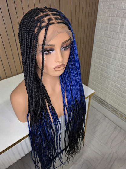 Cross braids in blue