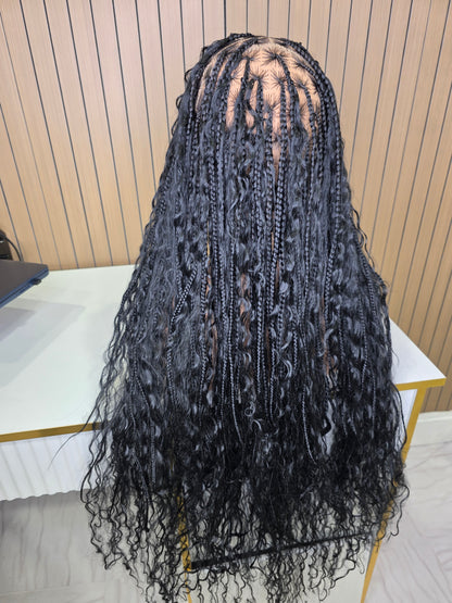 Ventilated lace boho knotkess braids in black