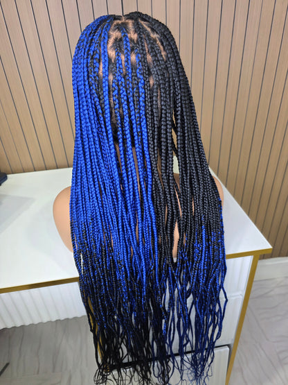 Cross braids in blue