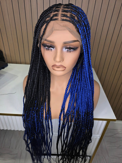 Cross braids in blue