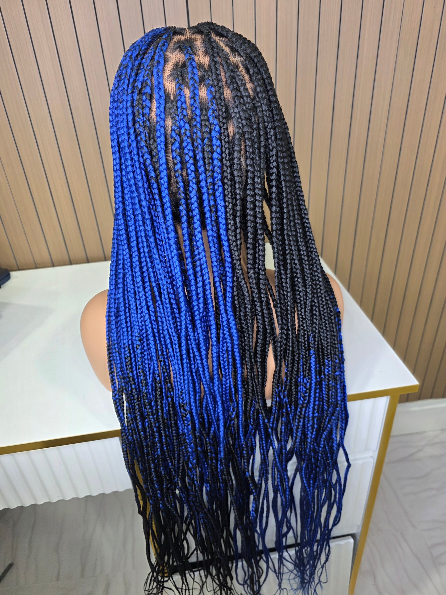 Cross braids in blue