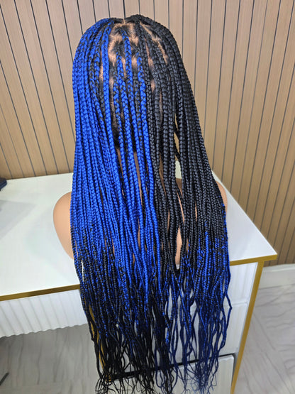 Cross braids in blue