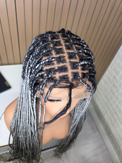 30 inches gray knotles braided wig