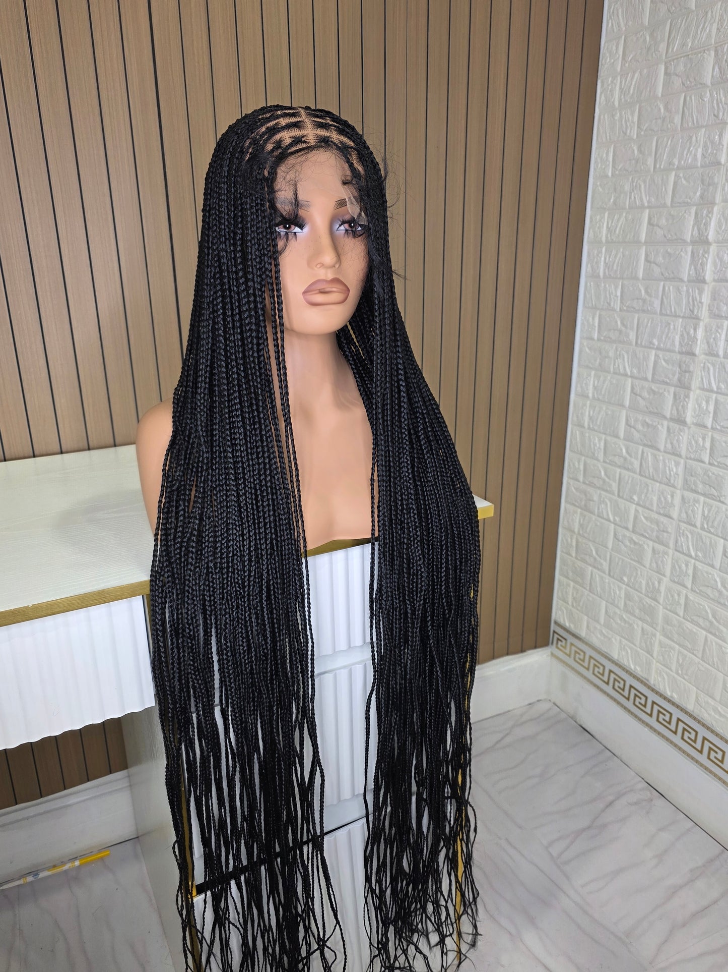 Black knotless braided wig 50 inches