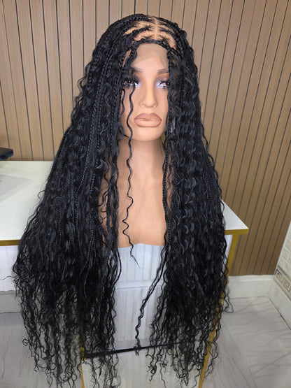 Ventilated lace boho knotkess braids in black