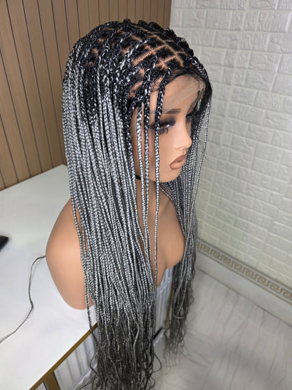 30 inches gray knotles braided wig