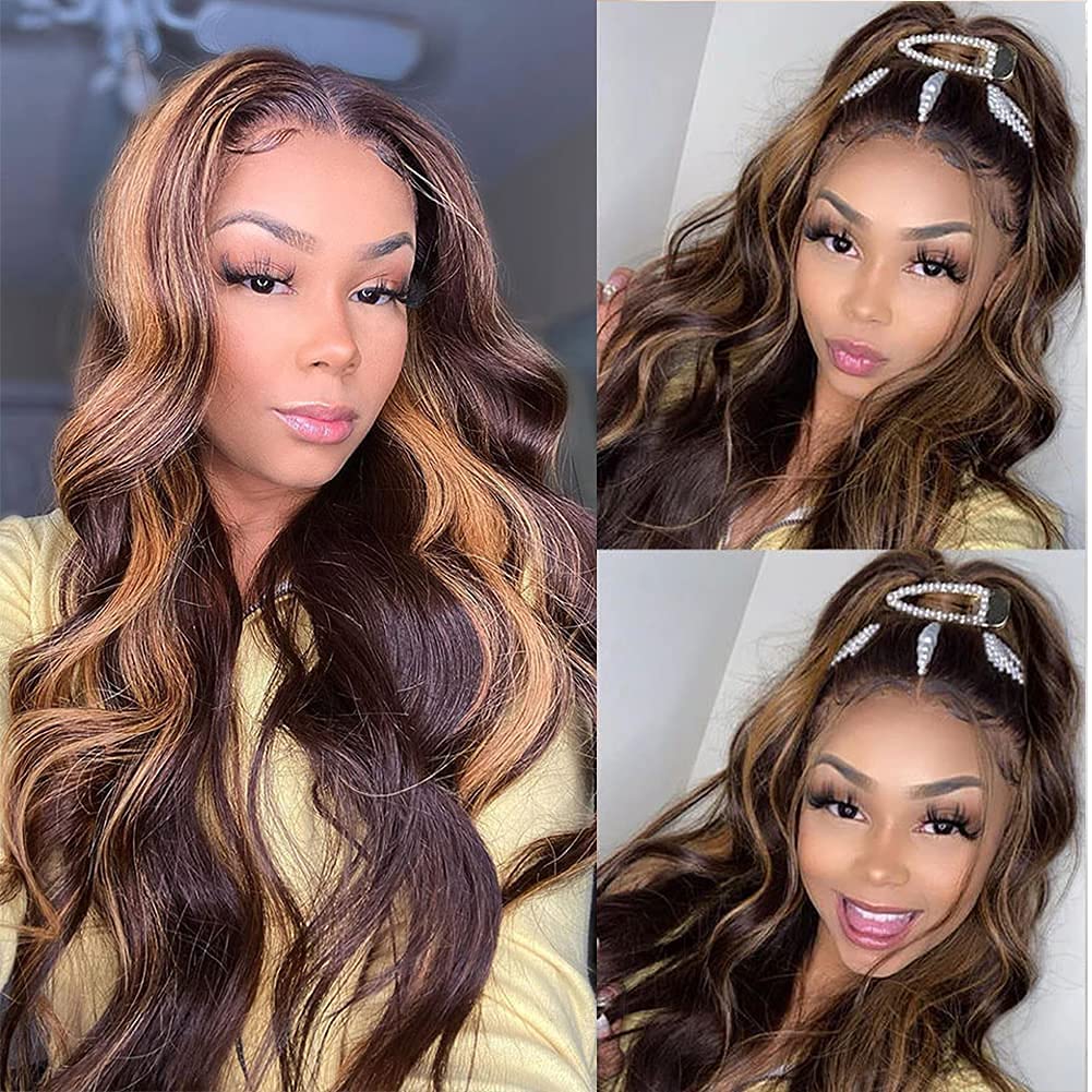 Highlight Wig Human Hair Ombre Lace Front Wig Brazilian Hair Wigs For Black Women 30 Inch Honey Blonde Body Wave Lace Front Wig